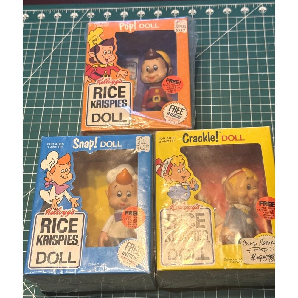 Kelloggs Rice Krispies Snap Crackle Pop Dolls 1984 Vintage Collectibles Sealed i